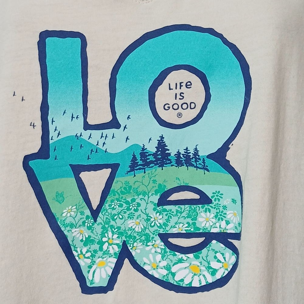 Life is Good Women Graphic Tee XL Short Sleeve Crusher Lite Vee Lovescape 77761 - Picture 3 of 5